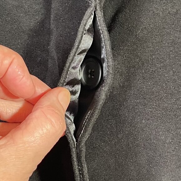 Banana Republic Winter Trench Coat Black Cotton Velvet Vintage Size L - Picture 8 of 15